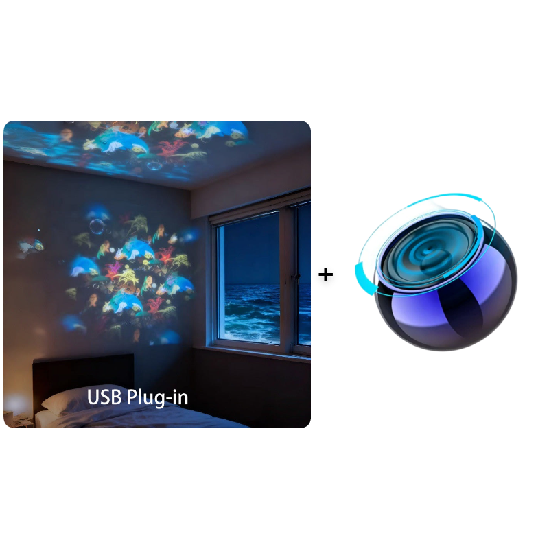 LED Rotating Night Light Projector – Ocean, Christmas & Snowflake, Rechargeable USB