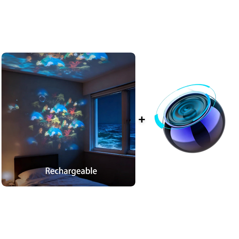 LED Rotating Night Light Projector – Ocean, Christmas & Snowflake, Rechargeable USB