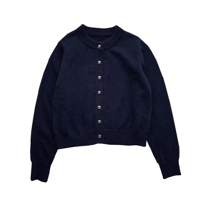 Comfortable Knitted Women's Cardigan with O-neck - Emilia