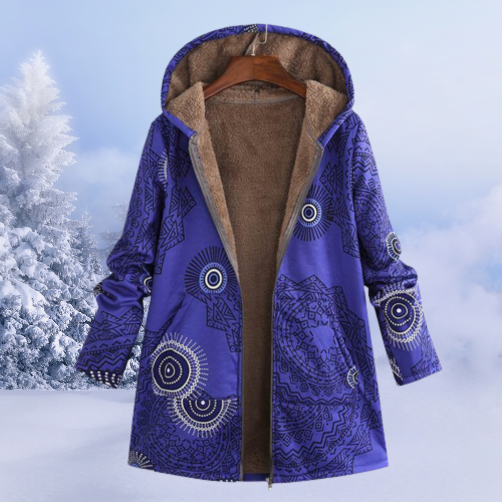 Comfortable Ladies Winter Coat with Floral Print - Ivy