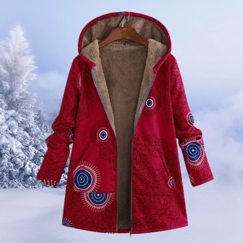 Comfortable Ladies Winter Coat with Floral Print - Ivy