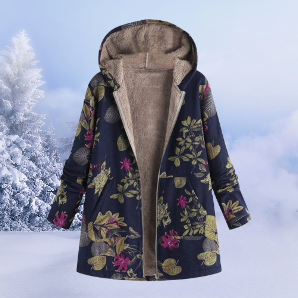 Comfortable Ladies Winter Coat with Floral Print - Ivy