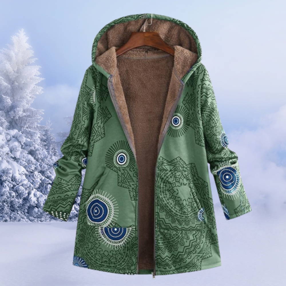 Comfortable Ladies Winter Coat with Floral Print - Ivy