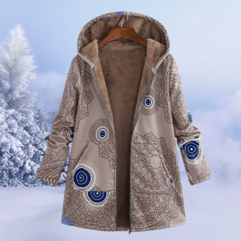 Comfortable Ladies Winter Coat with Floral Print - Ivy