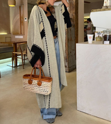 Comfortable Long Kimono with Border Print - Lyanna