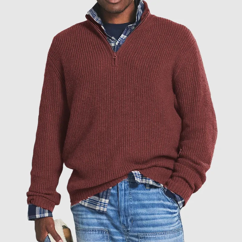 Comfortable Men's Sweater with Half Zip – Milan