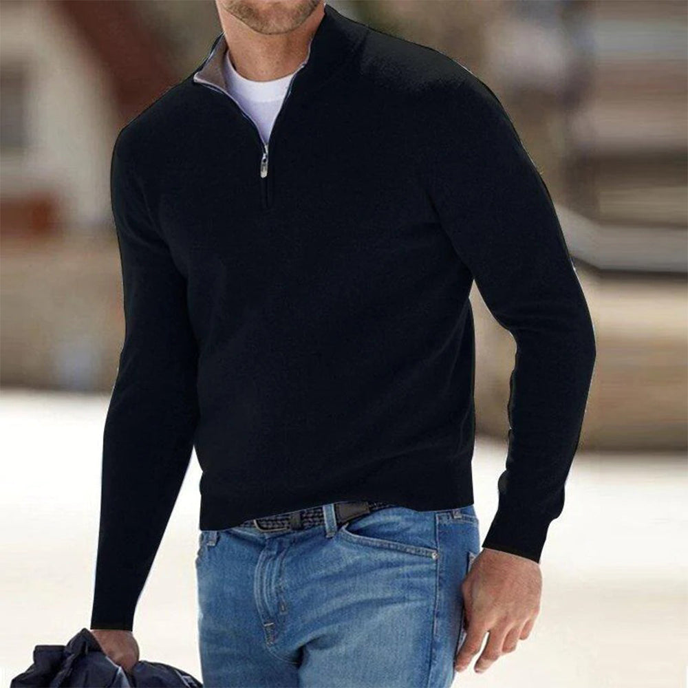 Comfortable Men's Sweater with Zip - Milo