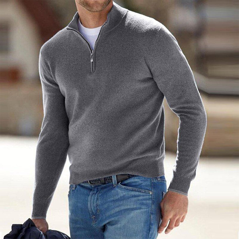 Comfortable Men's Sweater with Zip - Milo