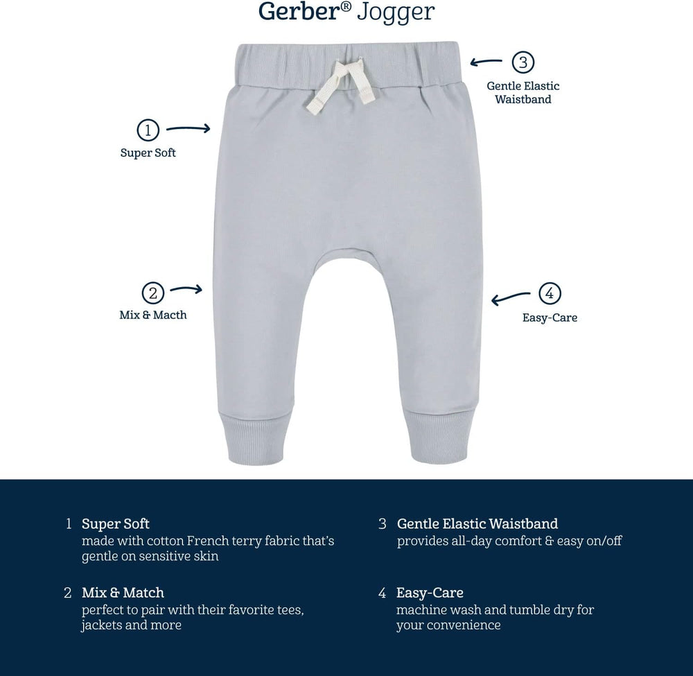 3-Pack Comfortable Toddler Jogging Pants - Soft & Stretchy Essentials for Active Kids