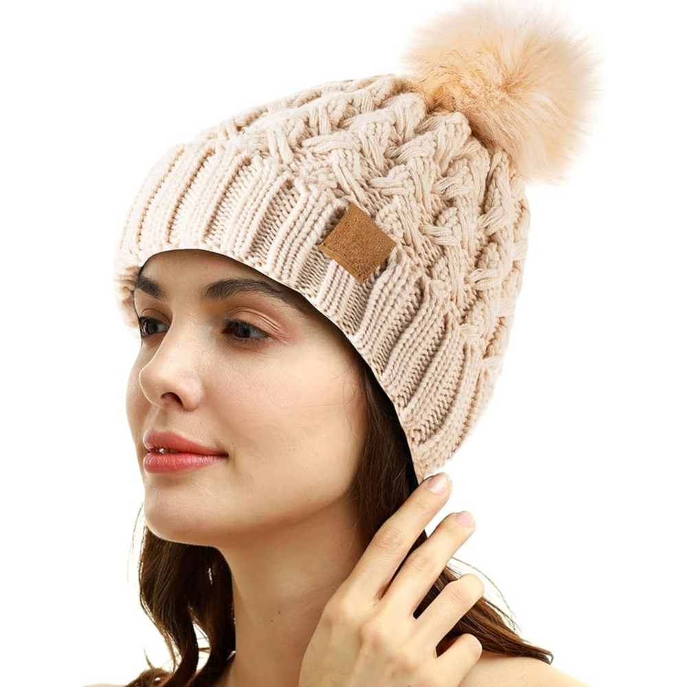 Yvonne Comfortable Winter Pom Beanie - Cozy Knit Hat for Cold Weather Fashion