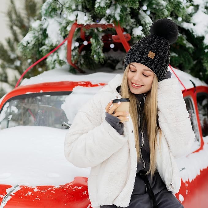 Yvonne Comfortable Winter Pom Beanie - Cozy Knit Hat for Cold Weather Fashion