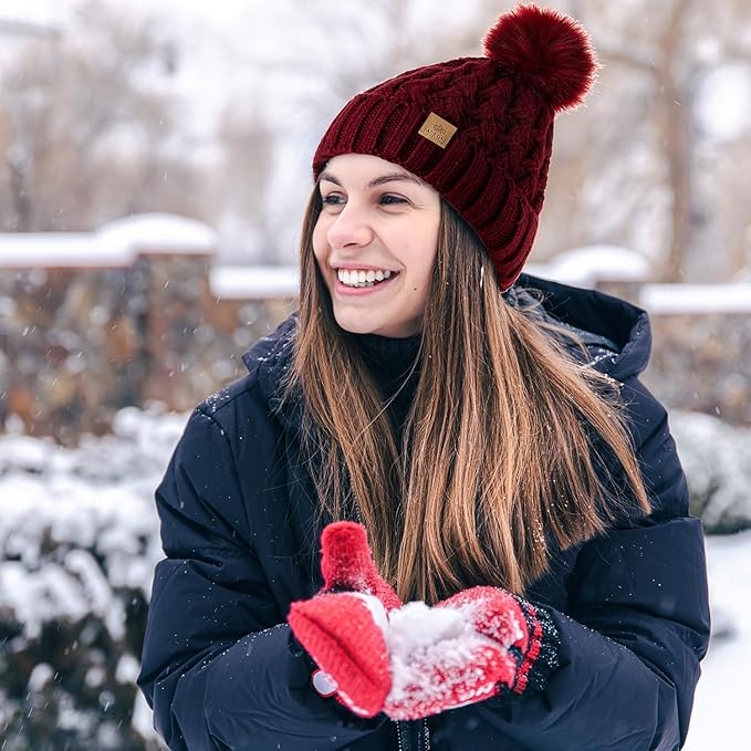 Yvonne Comfortable Winter Pom Beanie - Cozy Knit Hat for Cold Weather Fashion
