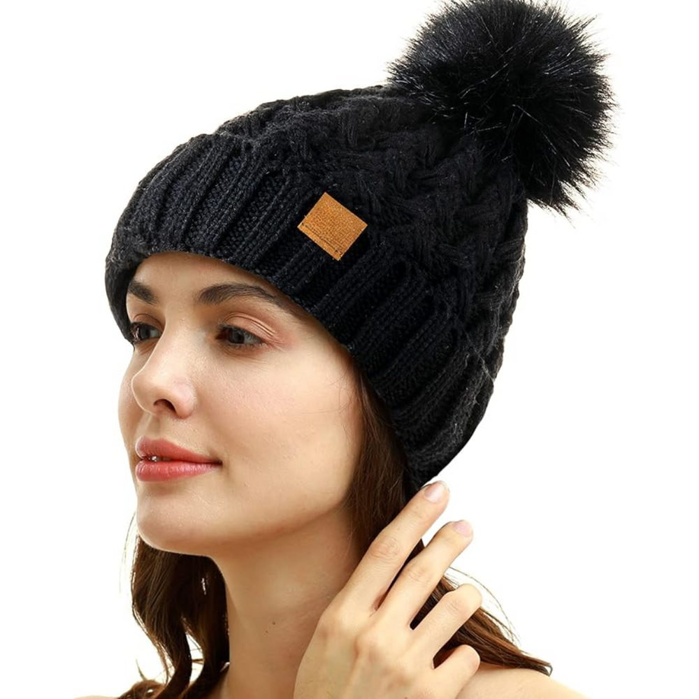 Yvonne Comfortable Winter Pom Beanie - Cozy Knit Hat for Cold Weather Fashion