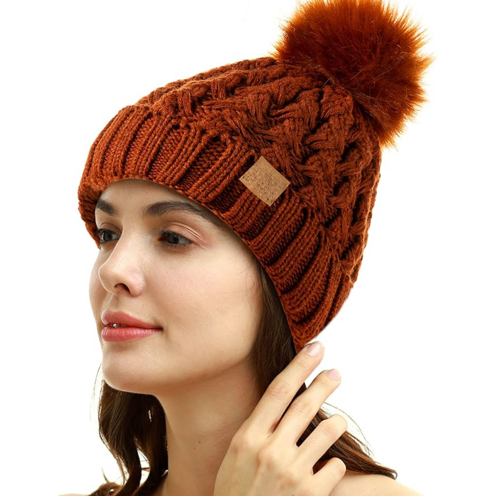 Yvonne Comfortable Winter Pom Beanie - Cozy Knit Hat for Cold Weather Fashion