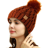 Yvonne Comfortable Winter Pom Beanie - Cozy Knit Hat for Cold Weather Fashion
