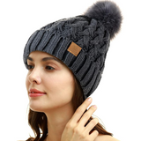 Yvonne Comfortable Winter Pom Beanie - Cozy Knit Hat for Cold Weather Fashion