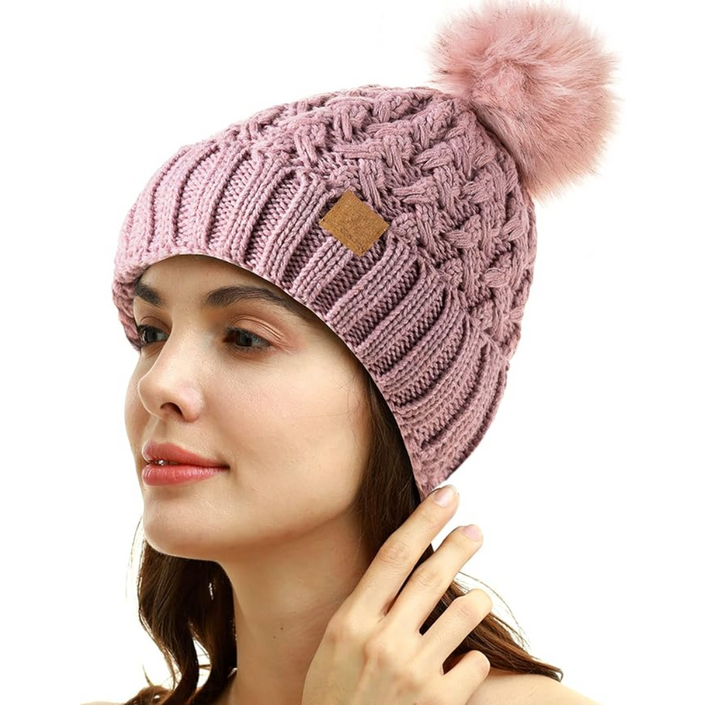 Yvonne Comfortable Winter Pom Beanie - Cozy Knit Hat for Cold Weather Fashion