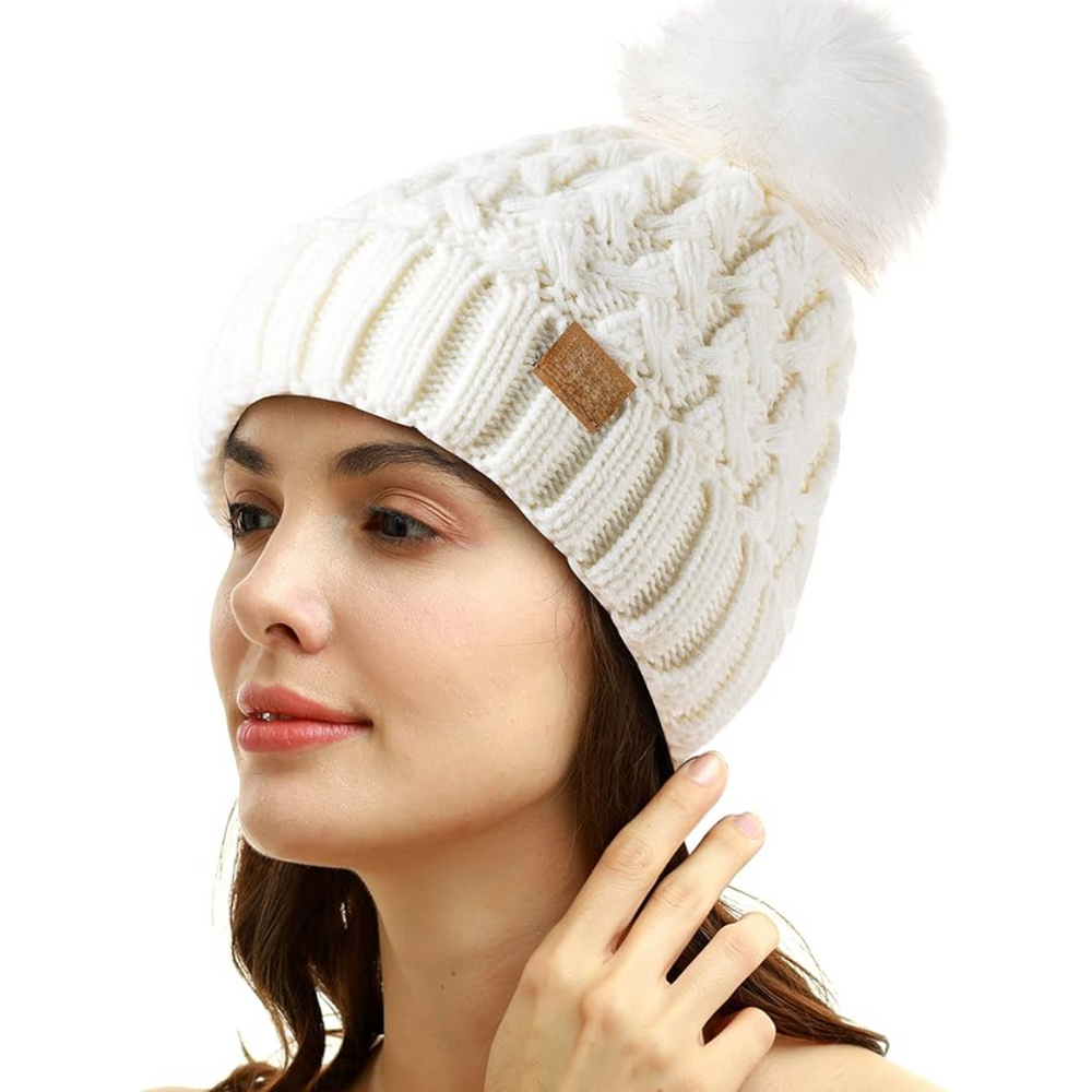 Yvonne Comfortable Winter Pom Beanie - Cozy Knit Hat for Cold Weather Fashion
