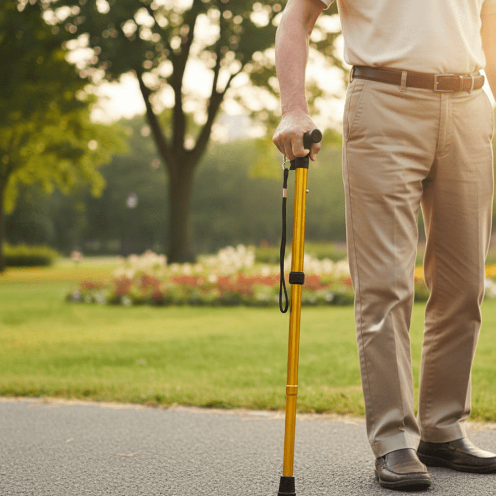 Adjustable Lightweight Aluminum Walking Stick for Seniors - Ergonomic Grip & Slip-Resistant Tip for Enhanced Stability