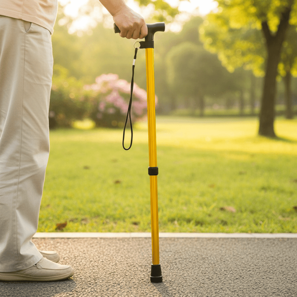 Adjustable Lightweight Aluminum Walking Stick for Seniors - Ergonomic Grip & Slip-Resistant Tip for Enhanced Stability