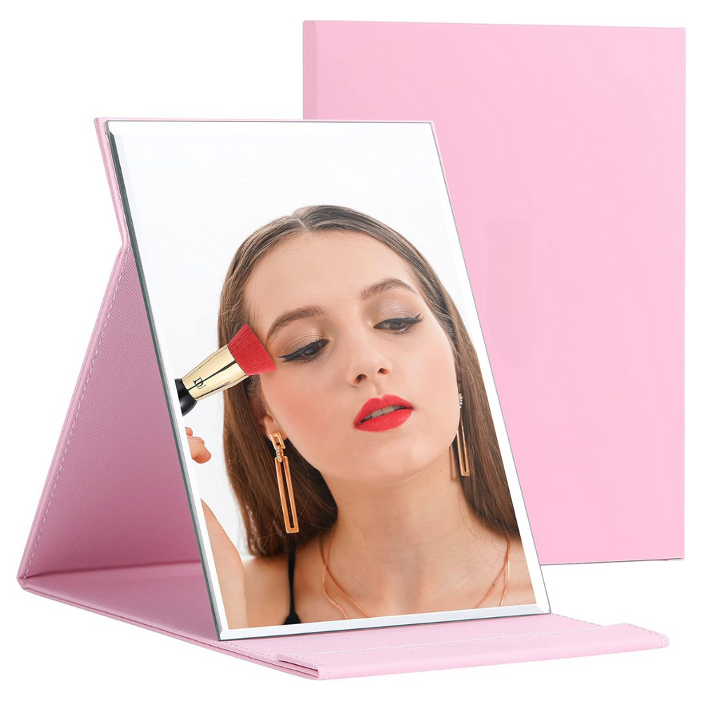 Portable Compact Make-Up Mirror with Adjustable Stand - Perfect for Travel and Vanity Use