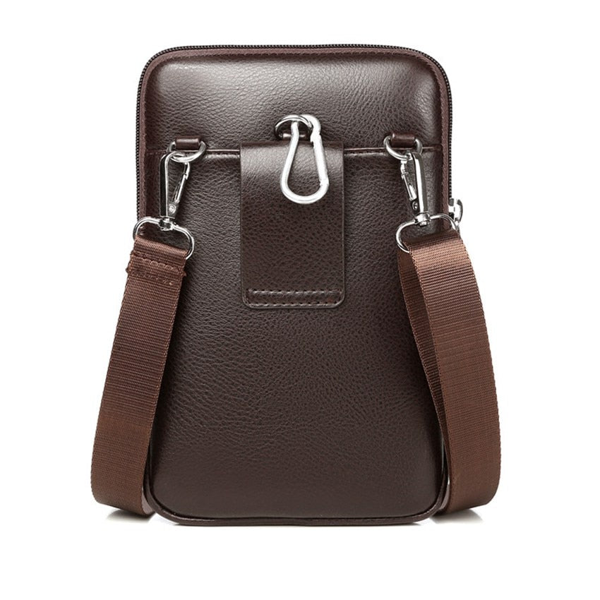 Men's Compact PU Leather Crossbody Bag with Adjustable Strap - Stylish & Versatile Travel Accessory