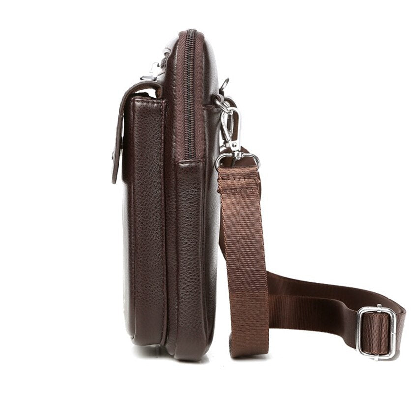 Men's Compact PU Leather Crossbody Bag with Adjustable Strap - Stylish & Versatile Travel Accessory