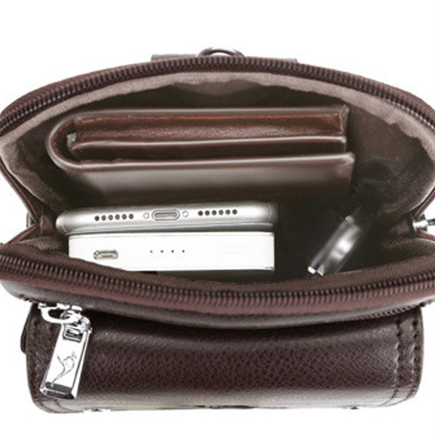 Men's Compact PU Leather Crossbody Bag with Adjustable Strap - Stylish & Versatile Travel Accessory