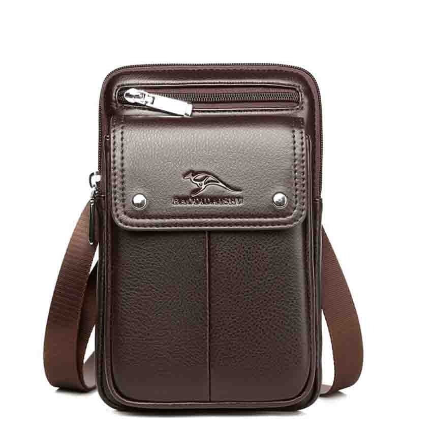 Men's Compact PU Leather Crossbody Bag with Adjustable Strap - Stylish & Versatile Travel Accessory