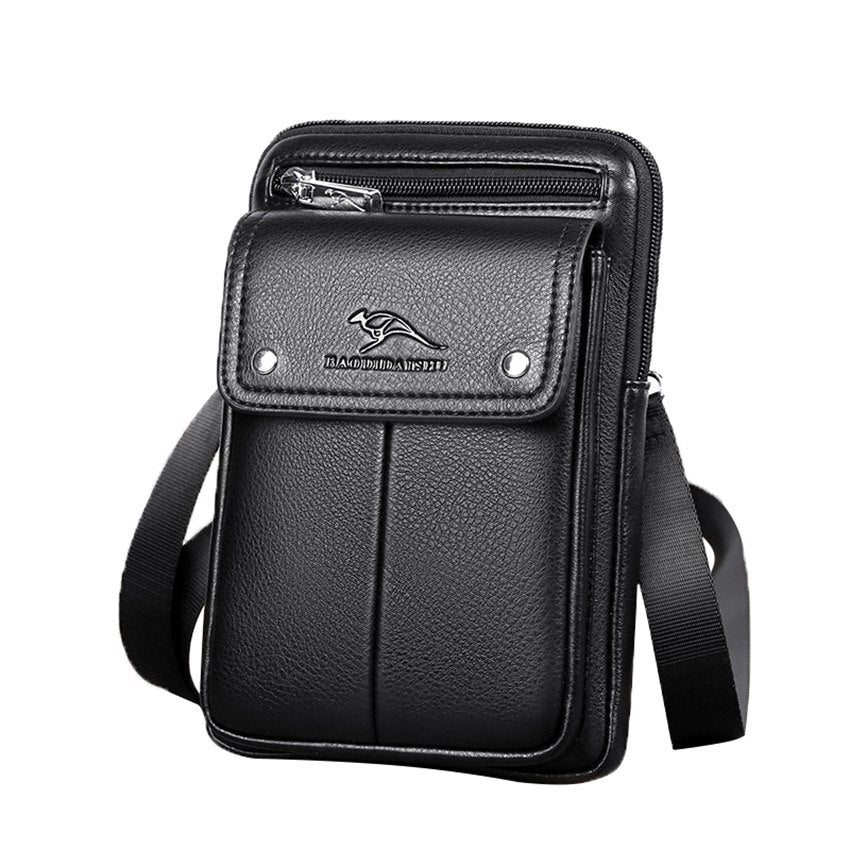 Men's Compact PU Leather Crossbody Bag with Adjustable Strap - Stylish & Versatile Travel Accessory