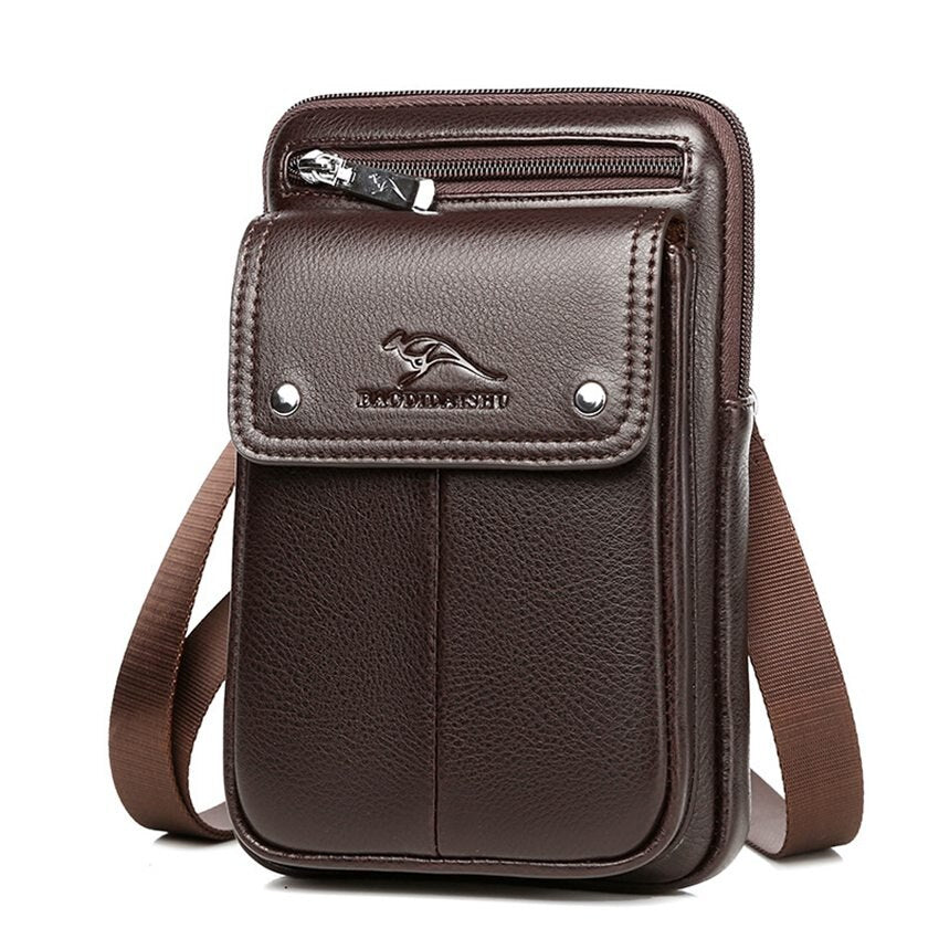 Men's Compact PU Leather Crossbody Bag with Adjustable Strap - Stylish & Versatile Travel Accessory