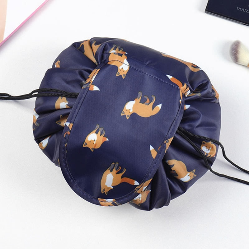 Portable Drawstring Cosmetic & Toiletry Bag - Travel-Friendly Makeup Organizer with Waterproof Lining
