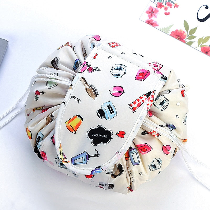 Portable Drawstring Cosmetic & Toiletry Bag - Travel-Friendly Makeup Organizer with Waterproof Lining