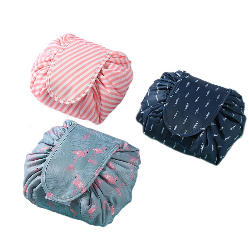 Portable Drawstring Cosmetic & Toiletry Bag - Travel-Friendly Makeup Organizer with Waterproof Lining