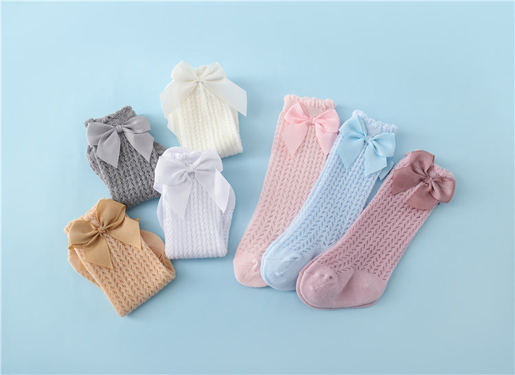 Adorable Cotton Baby Socks with Oversized Bow - Soft, Comfortable, and Stylish for Infants
