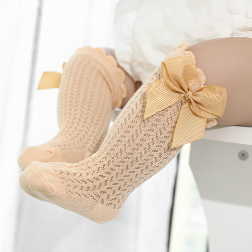 Adorable Cotton Baby Socks with Oversized Bow