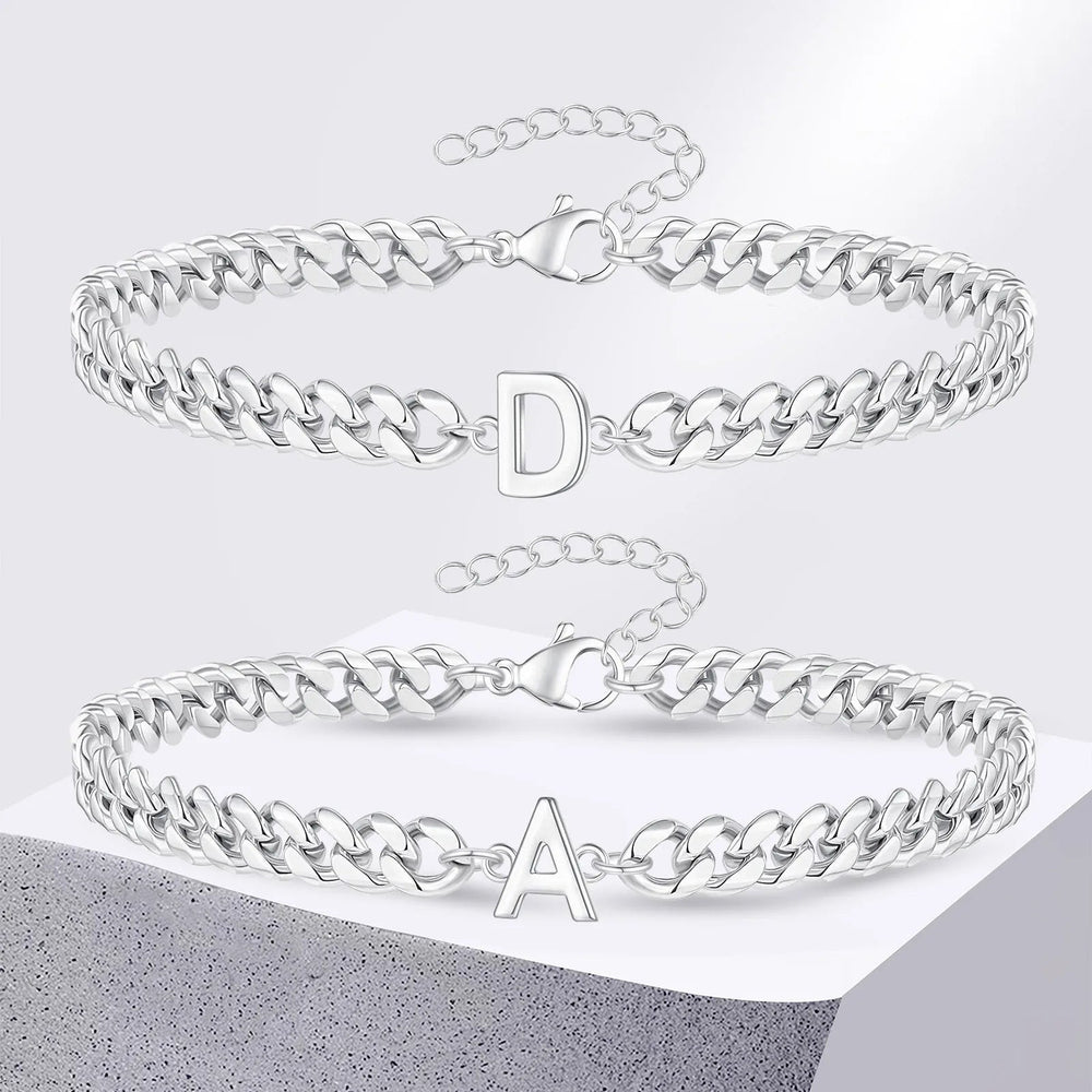 BowLift | Couples Letter Initial Cuban Bracelet