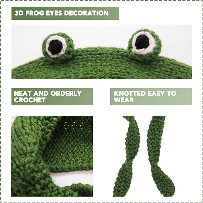 FrogHeat Crocheted Ear-Warming Headband - Cute Frog Design for Cozy Comfort