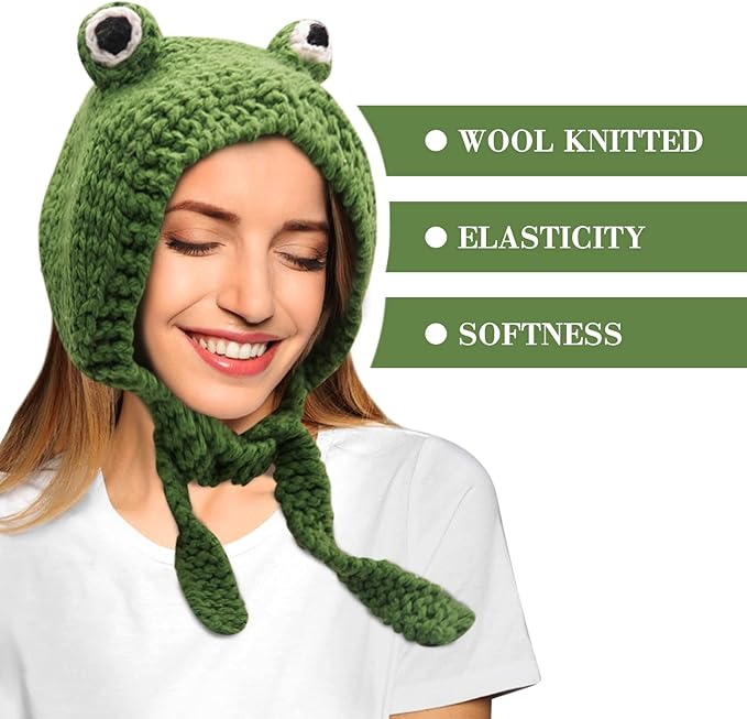 FrogHeat Crocheted Ear-Warming Headband - Cute Frog Design for Cozy Comfort