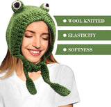 FrogHeat Crocheted Ear-Warming Headband - Cute Frog Design for Cozy Comfort