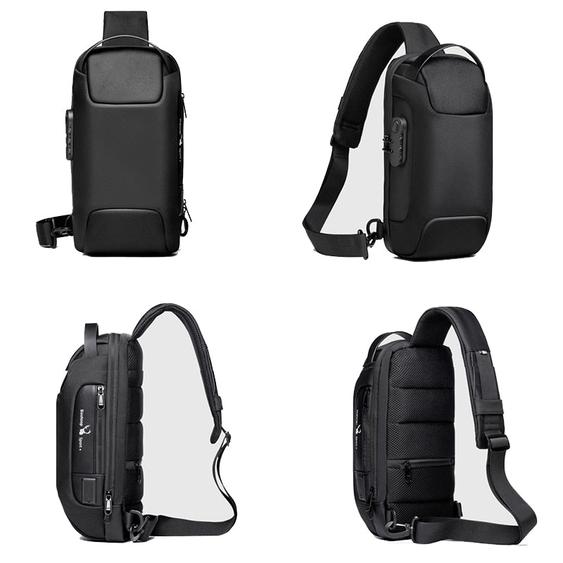 Men's Compact Water-Resistant Anti-Theft Crossbody Bag with USB Charging Port – Perfect for Travel & Daily Use