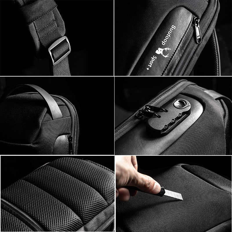 Men's Compact Water-Resistant Anti-Theft Crossbody Bag with USB Charging Port – Perfect for Travel & Daily Use