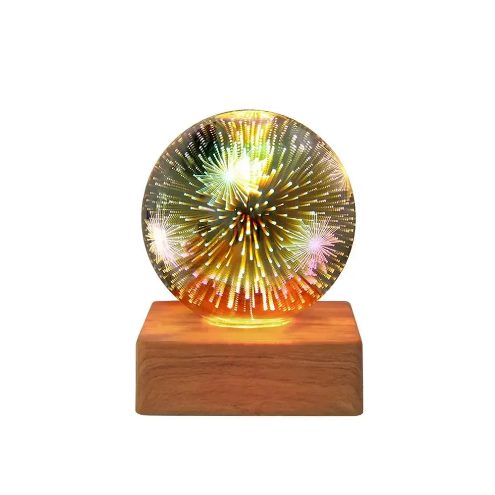 StarburstGlow Crystal Ball Lamp - 3D Firework Effect Night Light for Home Decor