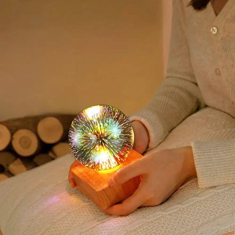 StarburstGlow Crystal Ball Lamp - 3D Firework Effect Night Light for Home Decor
