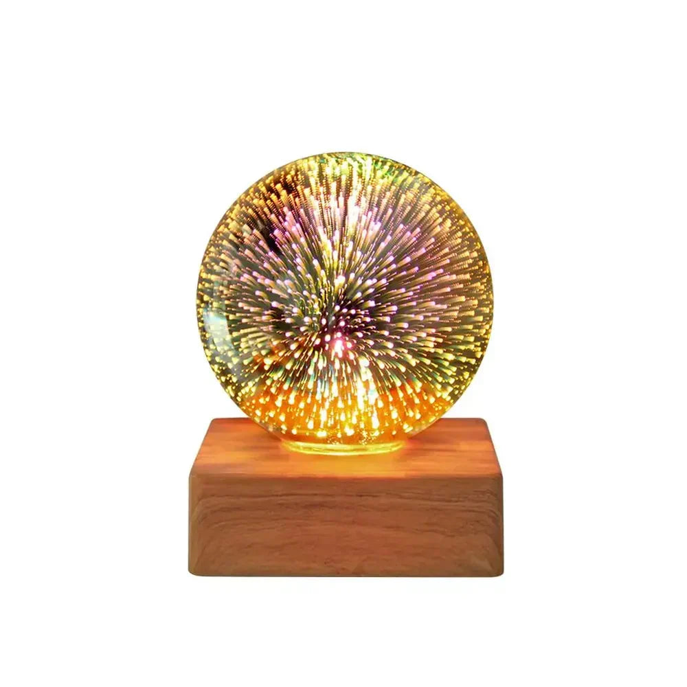 StarburstGlow Crystal Ball Lamp - 3D Firework Effect Night Light for Home Decor