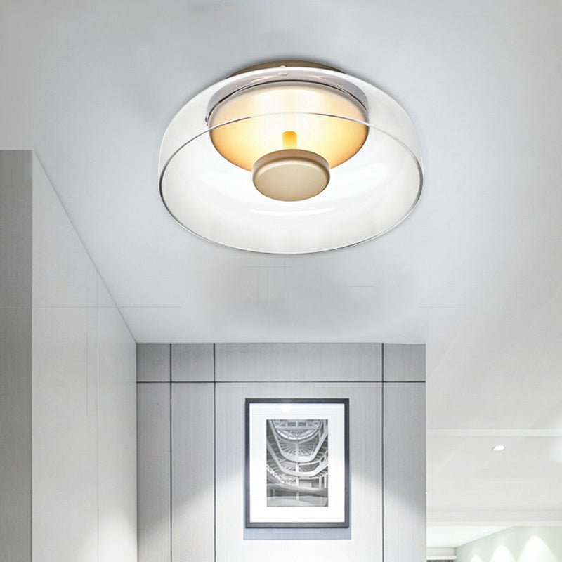 Glass LED Ceiling Light – Warm White, Metal Frame & Glare-Free Illumination