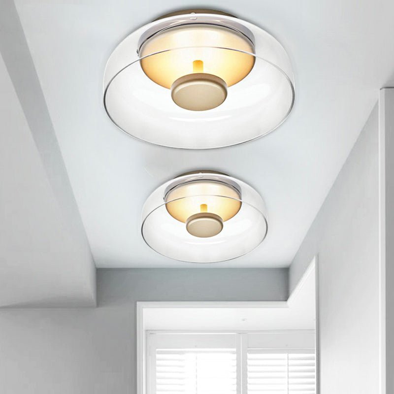 Glass LED Ceiling Light – Warm White, Metal Frame & Glare-Free Illumination