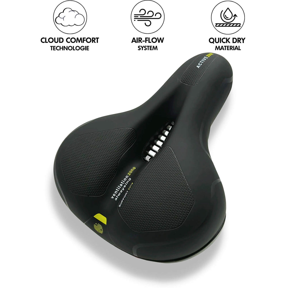 Ergonomic Bike Saddle – Padded, Water-Repellent & Reflective Strip for Universal Seatposts