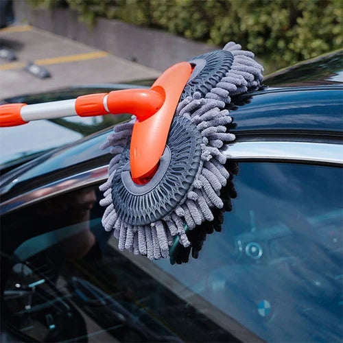 Telescopic Car Wash Mop – 80–135cm Reach, Double-Layer Microfiber Head & 360° Rotation