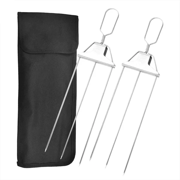 3er Grillspieß-Set mit Abstreifer – Ideal für BBQ, Grillen und Spießen